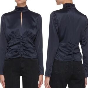 Frame Felicity Top in Navy Silk